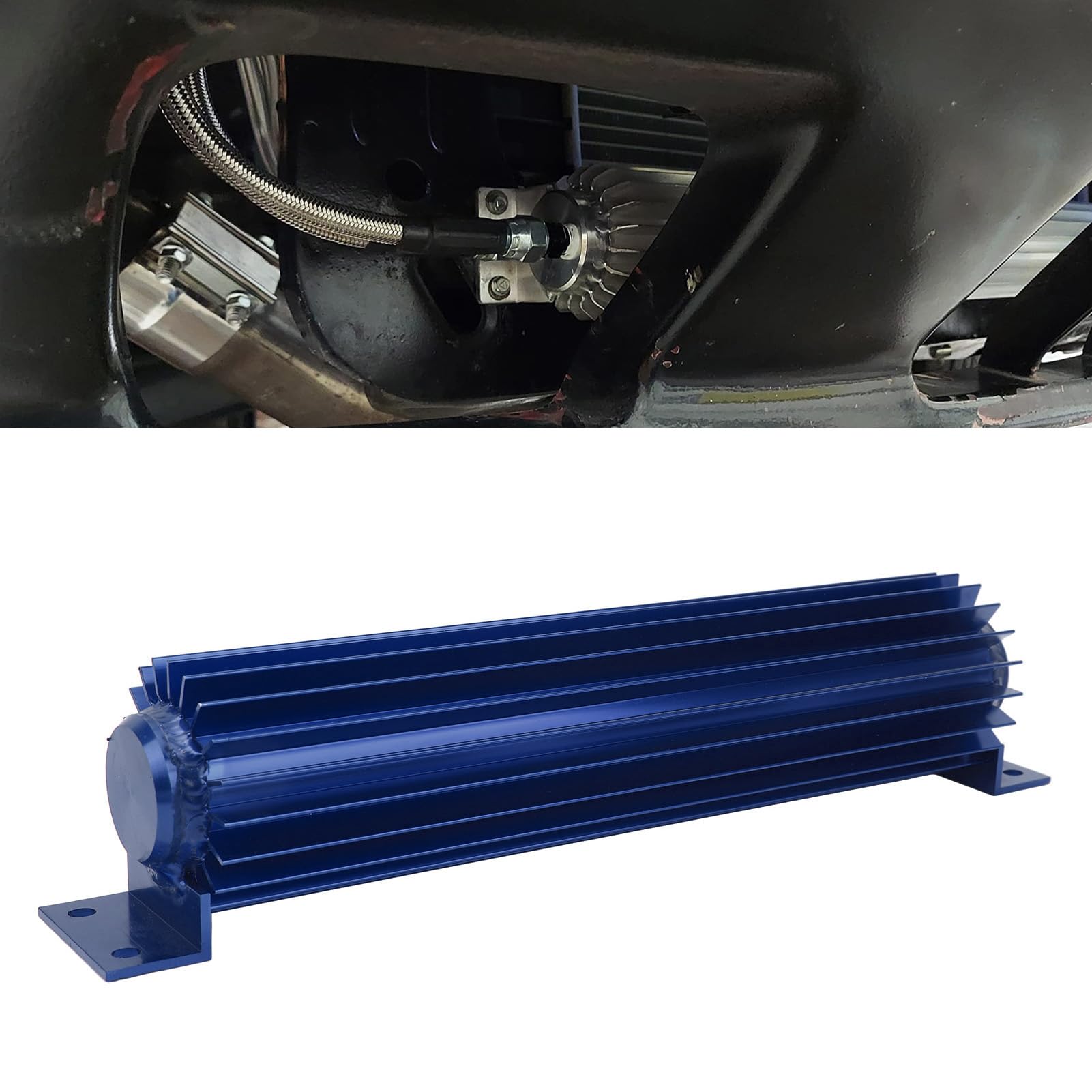 Dissipatore di Calore con Trasmissione a Doppio Passaggio in Alluminio Anodizzato Alettato a Doppio Canale, Universale per Camion per Auto (Blue)