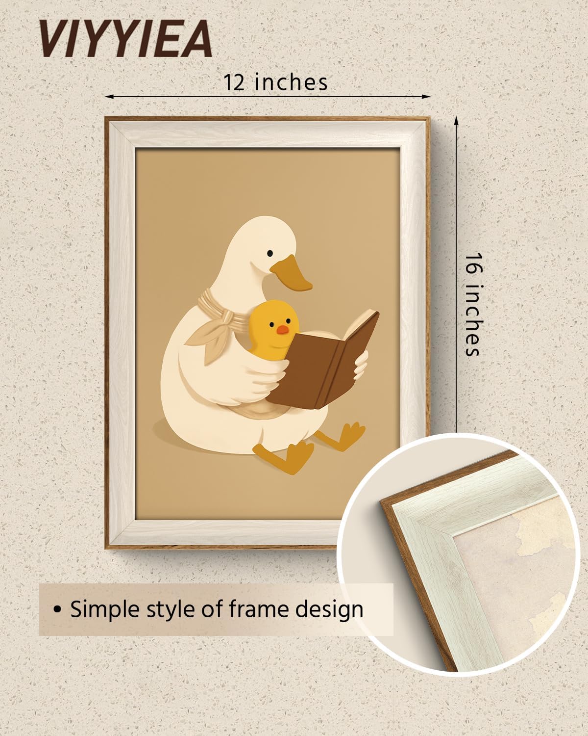 VIYYIEA Framed Mother Duck Nursery Wall Art, 12x16 Inch image 2