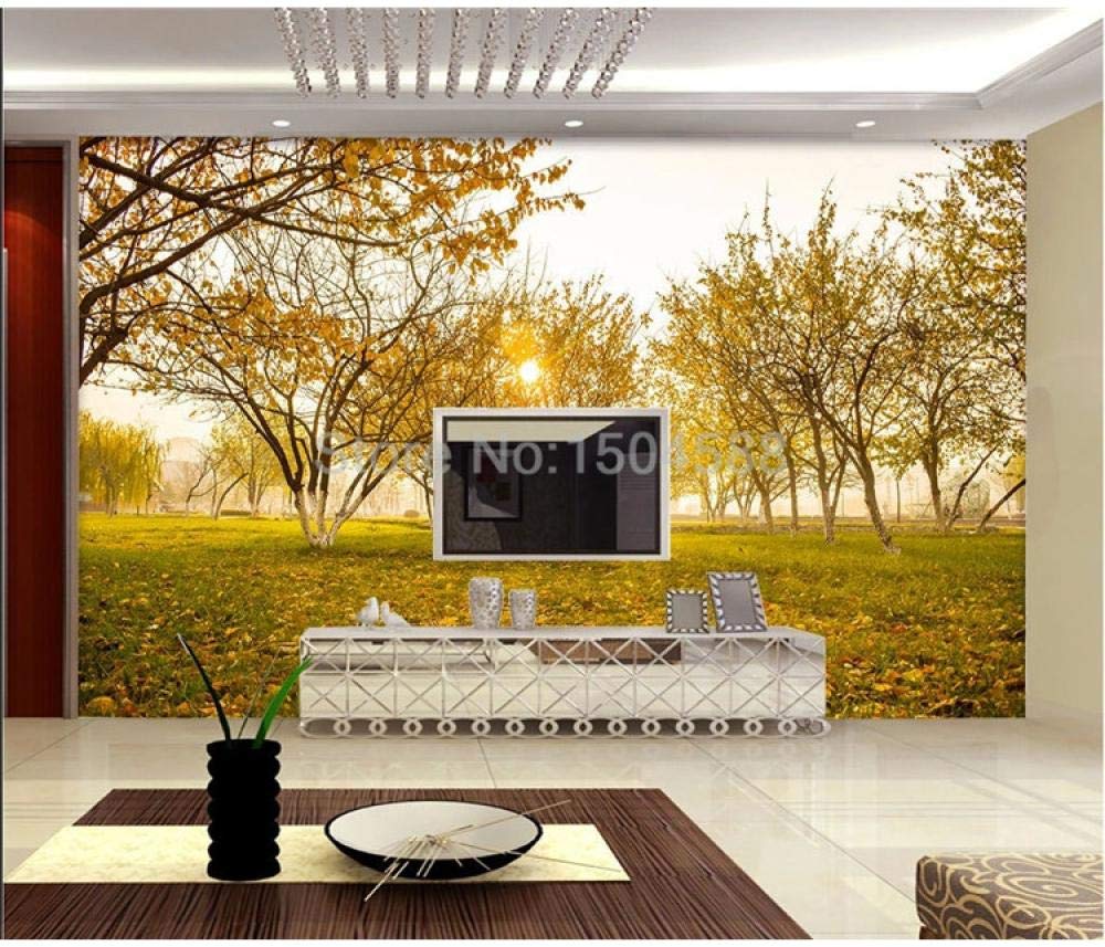 Papier peint mural personnalisé 3D grand décor bois soleil pour salon
