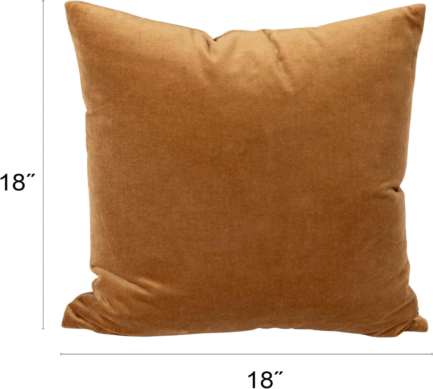 Creative Co-Op, Brown Cotton Velvet Square Pillow, Finish, 18.0 x 18.0 x 1.5 inches