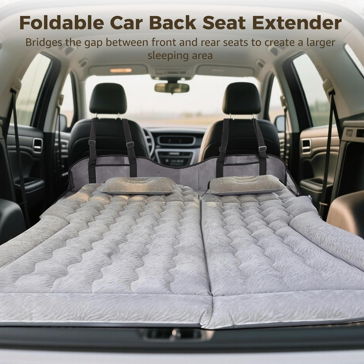 OMISTAR Non-Inflatable Car Mattress Back Seat, Portable Folding Sleeping Platform Bed Extender, Travel Camping Car Sleeping Pad with Storage Bag, Back Seat Gap Filler for Sedan Truck Road Trip Rest