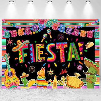 10x8ft Mexican Fiesta Backdrop Cinco De Mayo Party Photography Background Mexican Fiesta Carnival Party Banner Decorations Photo Studio Props