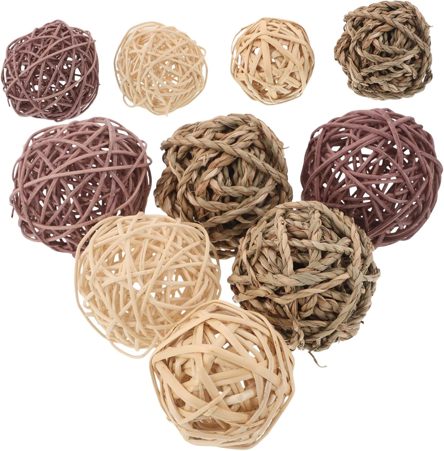 DOITOOL 20pcs Natural Rattan Chew Balls Handwoven Teeth Grinding for Small Pets Rabbits Hamsters Chinchillas Oral Health Interactive Supplies