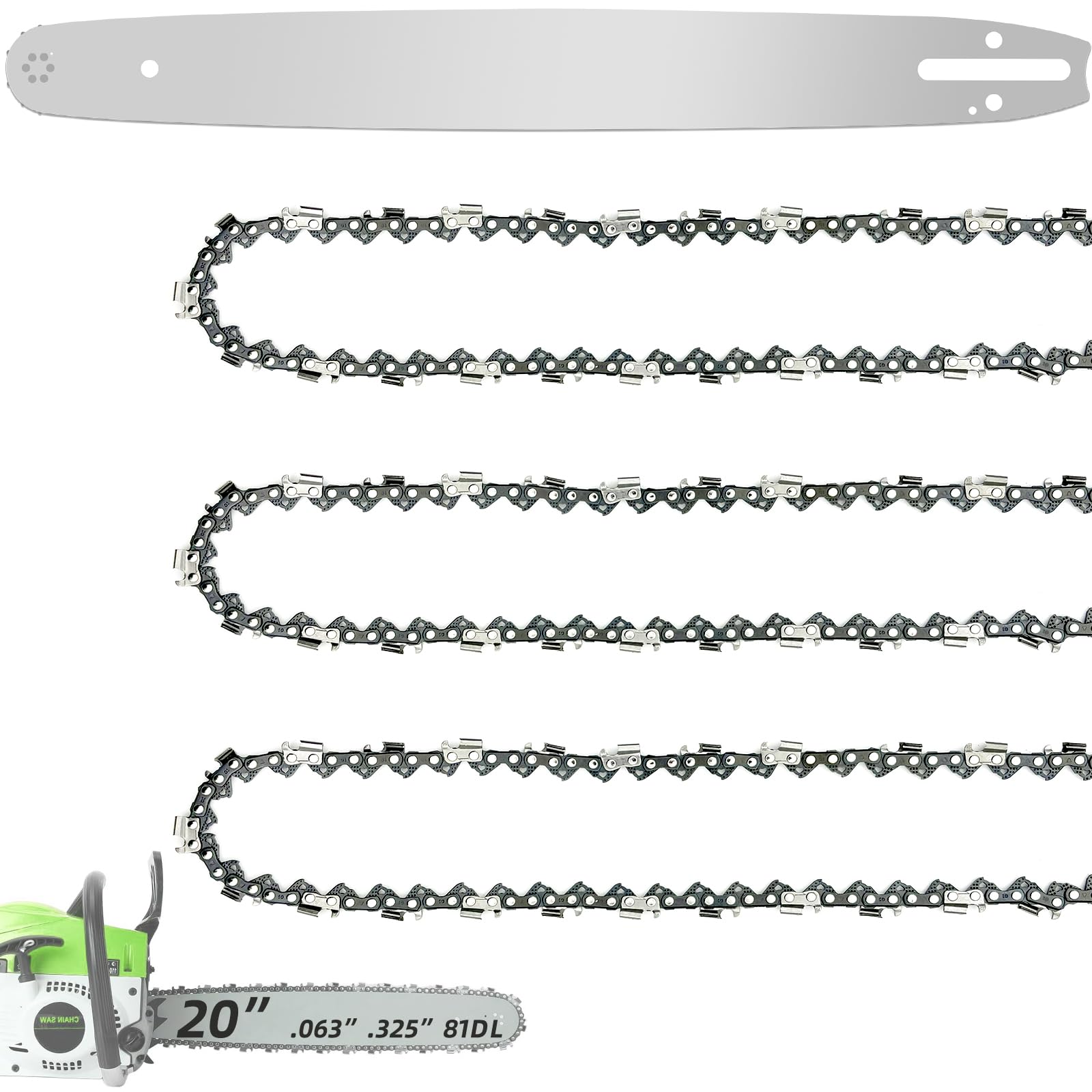 Guide de tronçonneuse 50cm et 3 chaînes pour Stihl MS290 MS260 026 029