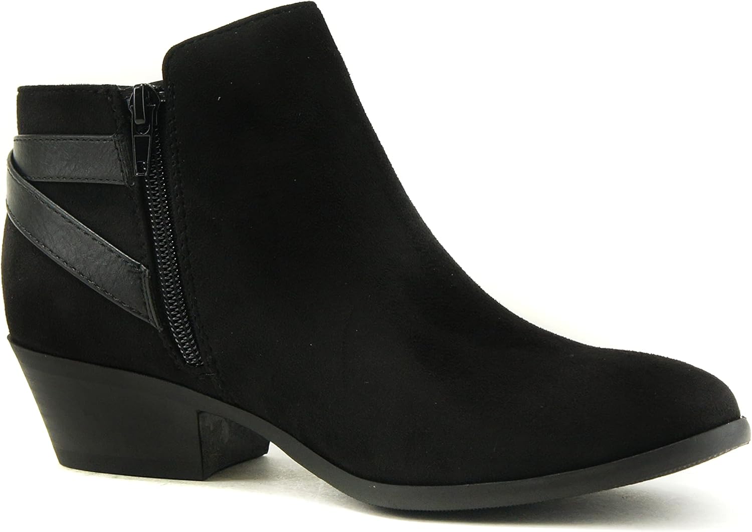 Soda CHOYA Women's Round Toe Faux Suede Stacked Heel Western Ankle Bootie