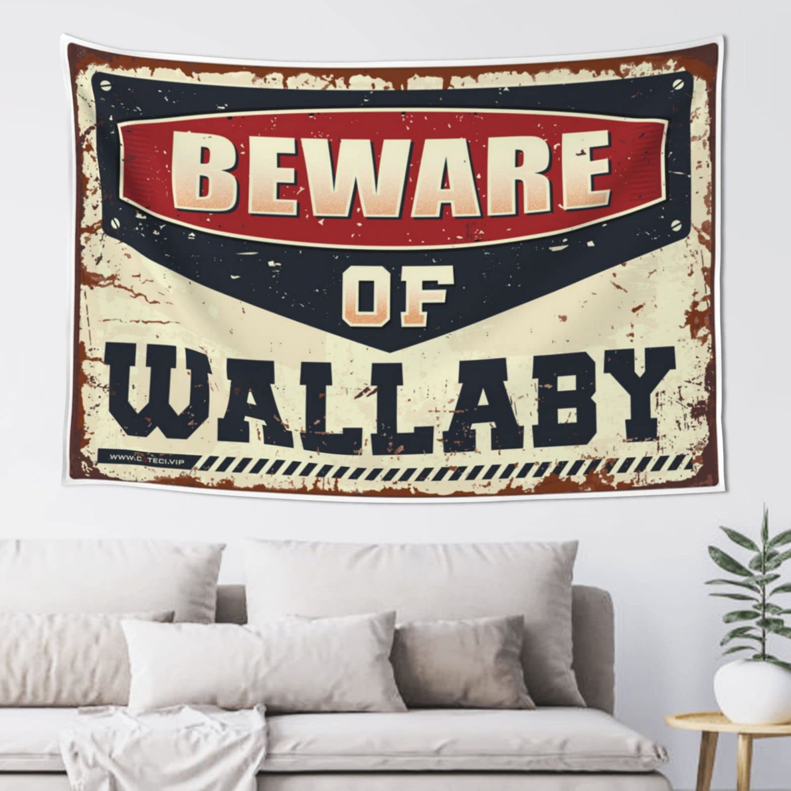 PRAVOXI Man Cabe Decor Beware Of Wallaby Tapestry Door Decorations For Bedroom Tapestry For Men(75X100CM)