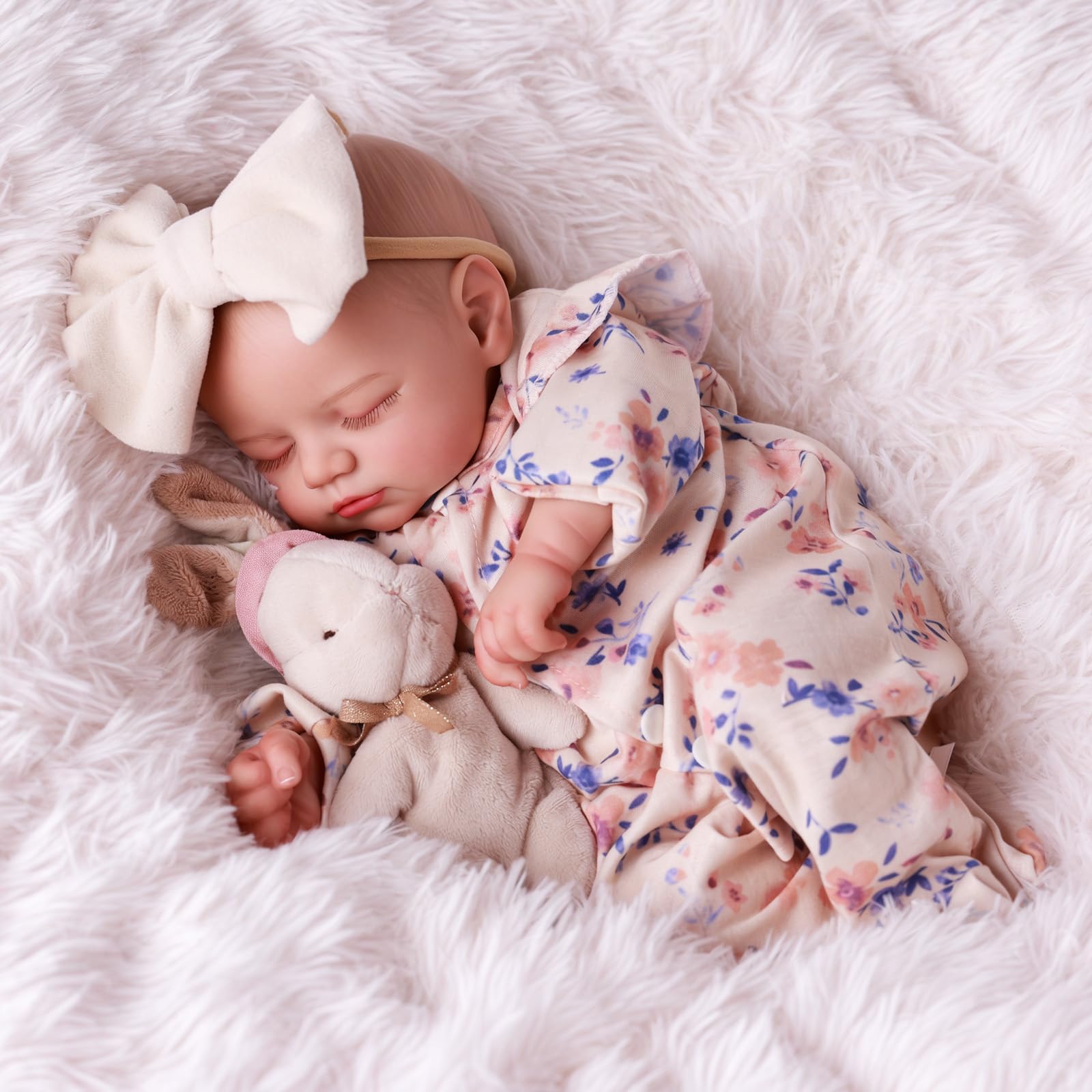 BABESIDE Adorable Reborn Girl, 17 Inch Reborn Baby Doll Realistic, Soft Cloth Body Sleeping Newborn Babies - Image 4