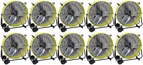 Miniatura 2 de K Tool International 77740-PL10 Ventilador de tambor de transmisión por correa de 24 pulgadas con ruedas, paleta de 10, alta velocidad, 2