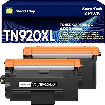 TN920XL / TN920 High Yield Black Toner Cartridge HL-L6210DW Compatible for Brother TN920 TN920XL TN920XXL | HL-L6210DW MFC-L5915DW MFC-L5710DW HL-L5210DW HL-L6310DW MFC-L6810DW printers 2-Pack ink