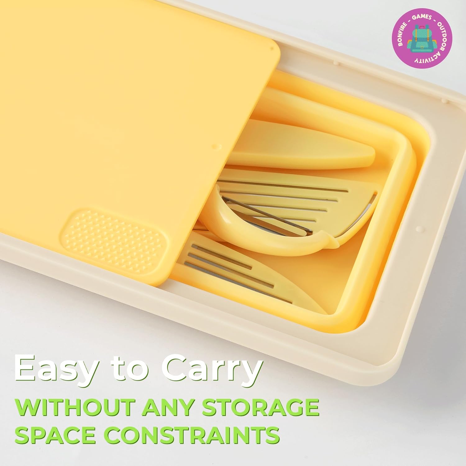 Camping Cutting Board Set - 7-in-1 Portable Foldable Chopping Board with Knife, Vegetable Washing Basket, Kitchen Essentials for Camping, RV, Picnic, Travel & Outdoor Cooking - Image 4