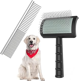 Zupfbürste für Hunde und Haustierkamm, professionelle Hundepflegebürste mit extra langen Stiften zum effektiven Entfernen von Verfilzungen, Knoten und Matten für Cockapoos, Labradoodles, Cavapoos und