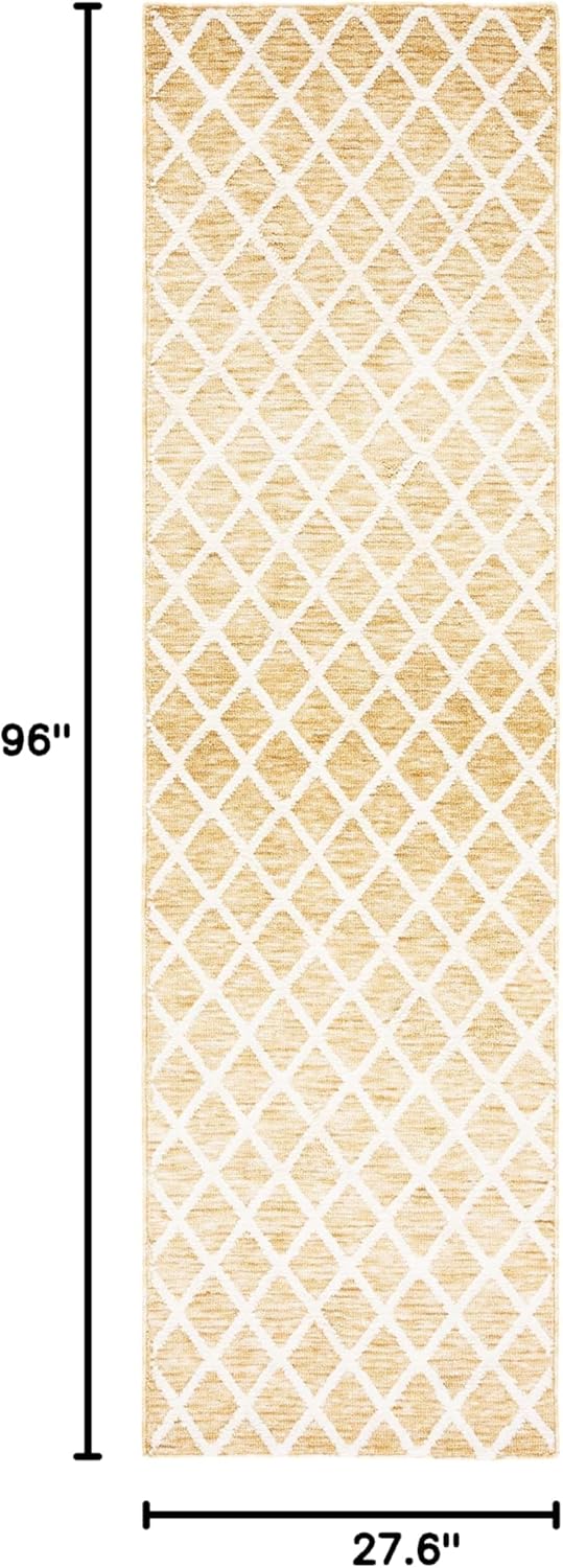 SAFAVIEH Washable Rug Easy Care Collection - 2'3" x 8' Runner, Gold & Ivory, Easy to Clean, Ideal for Hallway, Foyer, Entryway, Bedroom (ECR113D)