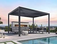 Vista 74 de PURPLE LEAF 94AS - Pérgola pequeña de aluminio compacto de 10 x 12 pies con techo rígido con listones ajustables para patio, cubierta de terraza