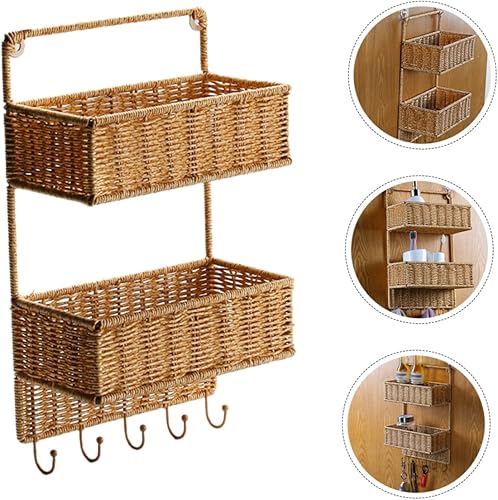 Miniatura 2 de BESTOYARD Cesta de almacenamiento Organizador de baño para cocina, estante montado en la pared, cesta de frutas, cestas tejidas cestas colgantes