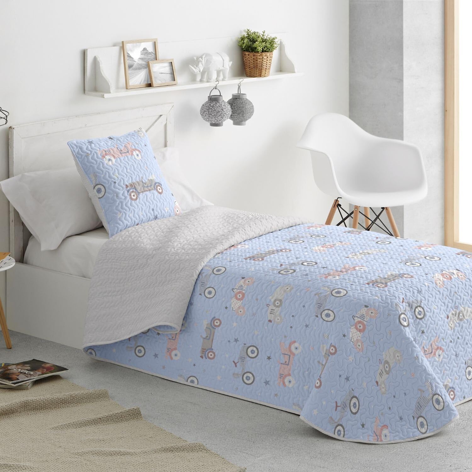 Burrito Blanco | Colcha boutí Infantil 175, Azul | para Cama de 90 cm (+ Medidas Disponibles) | Colchas bouti 90 | Cama indivual 90