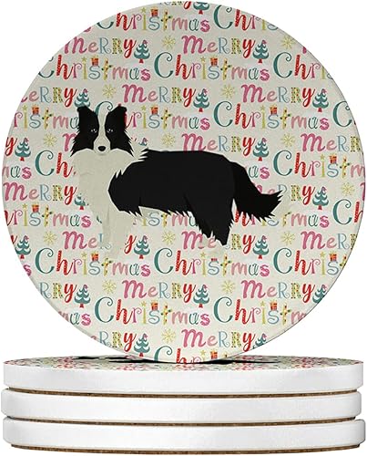 Border Collie - Posavasos grandes de piedra arenisca (4 unidades)