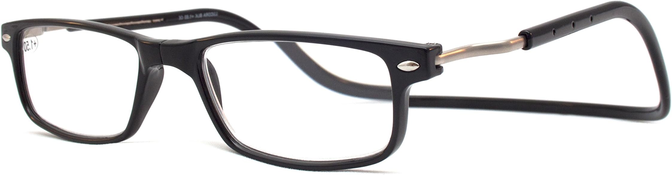 Reading Glasses Magnetic Adjustable with Built in Neck Strap for Men and Women Black (2.00)