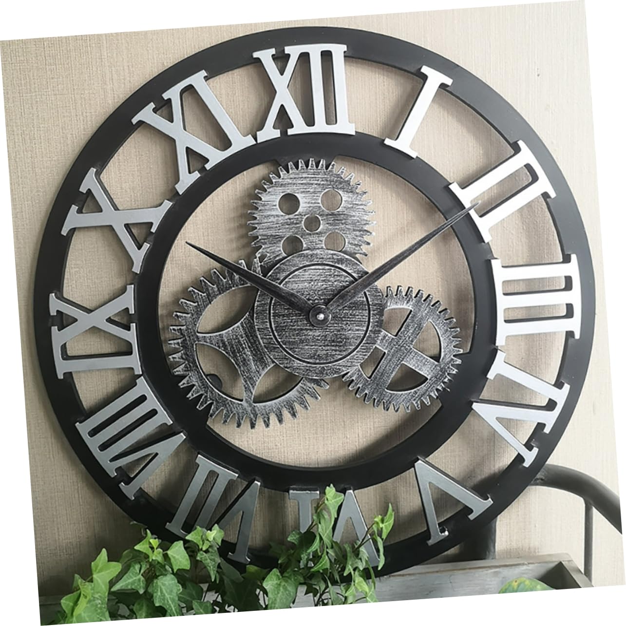 Ciieeo Reloj de Pared Decorativo de Estilo Industrial Retro Batería para Salas de Estar Cocinas Oficinas Diseño de Engranajes para Decoración de Pared