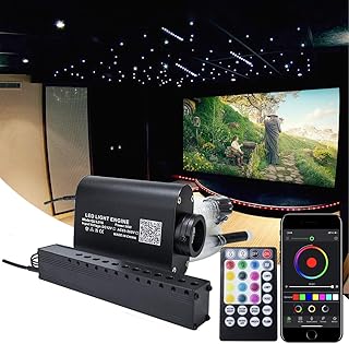 AMKI 16W Fiber Optic Star Ceiling Light Kit,APP Controlled 28 Keys Sound Sensor Musical RGBW Remote 0.75mm/0.03in 9.8ft/3m 450pcs