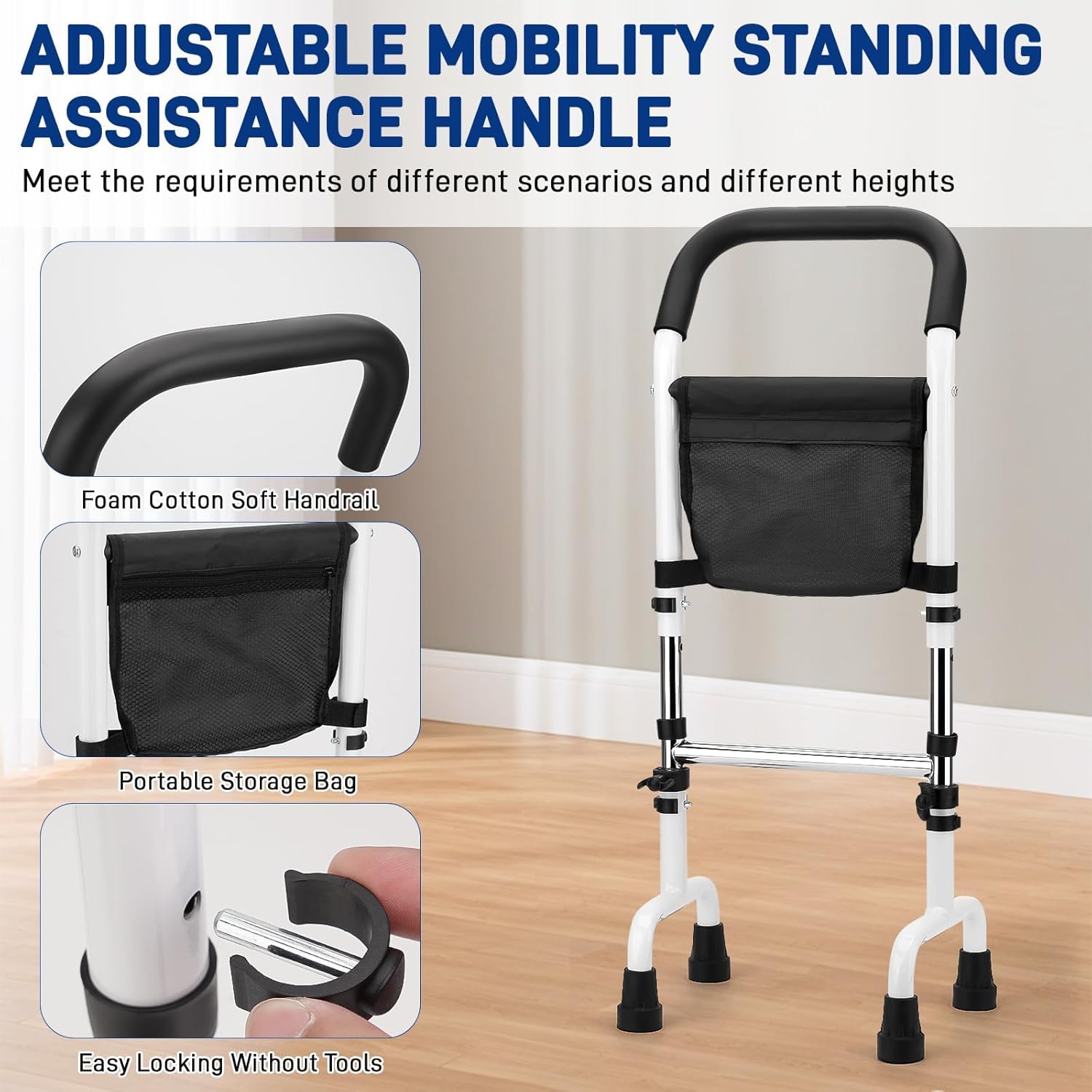 Upgraded Mobility Stand Assist Aid for Elderly, Adjustable Walking Cane for Seniors and People with Limited Mobility