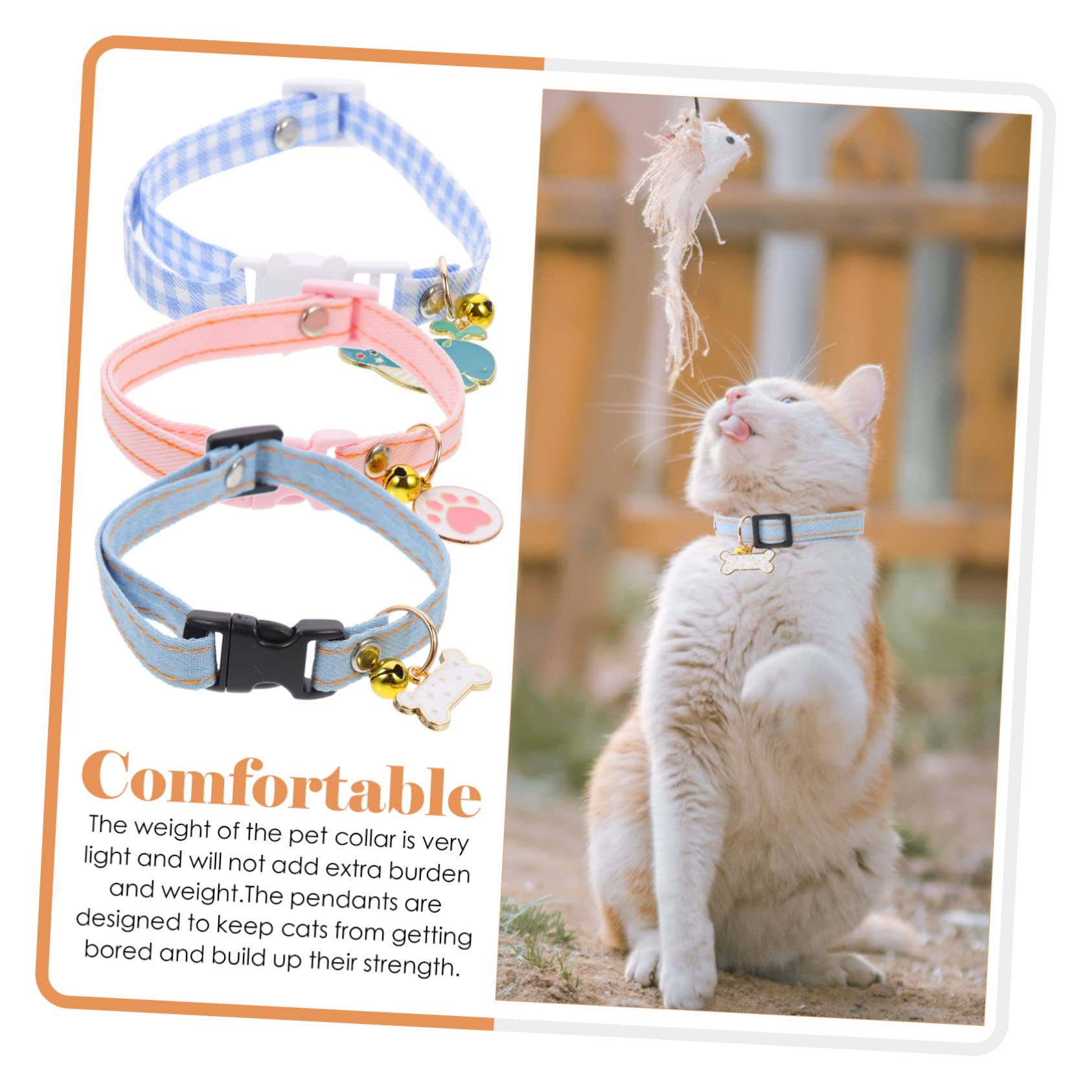 POPETPOP 12pièces Collier pour Chat Réglable avec Clochette De Whale à Carreaux Patte Collier Décoratif Doux Et Confortable pour Chaton Et Chat Accessoires pour Animaux De Compagnie