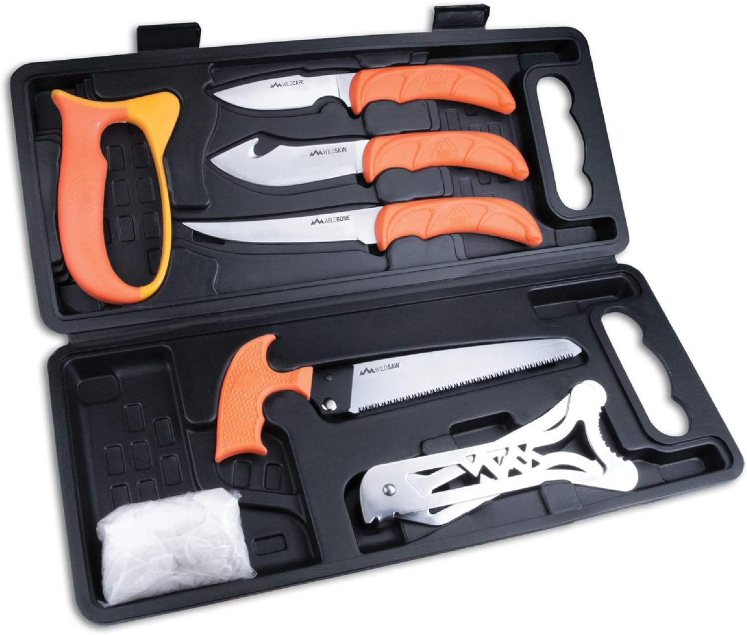 OUTDOOR EDGE WildPak, 8-Piece Field to Freezer Hunting & Game Processing Knife Set with Caping Knife, Gut-Hook Skinner, Boning/Fillet Knife, Wood/Bone Saw, Spreader, Gloves, and Hard-Side Carry Case : Sports & Outdoors