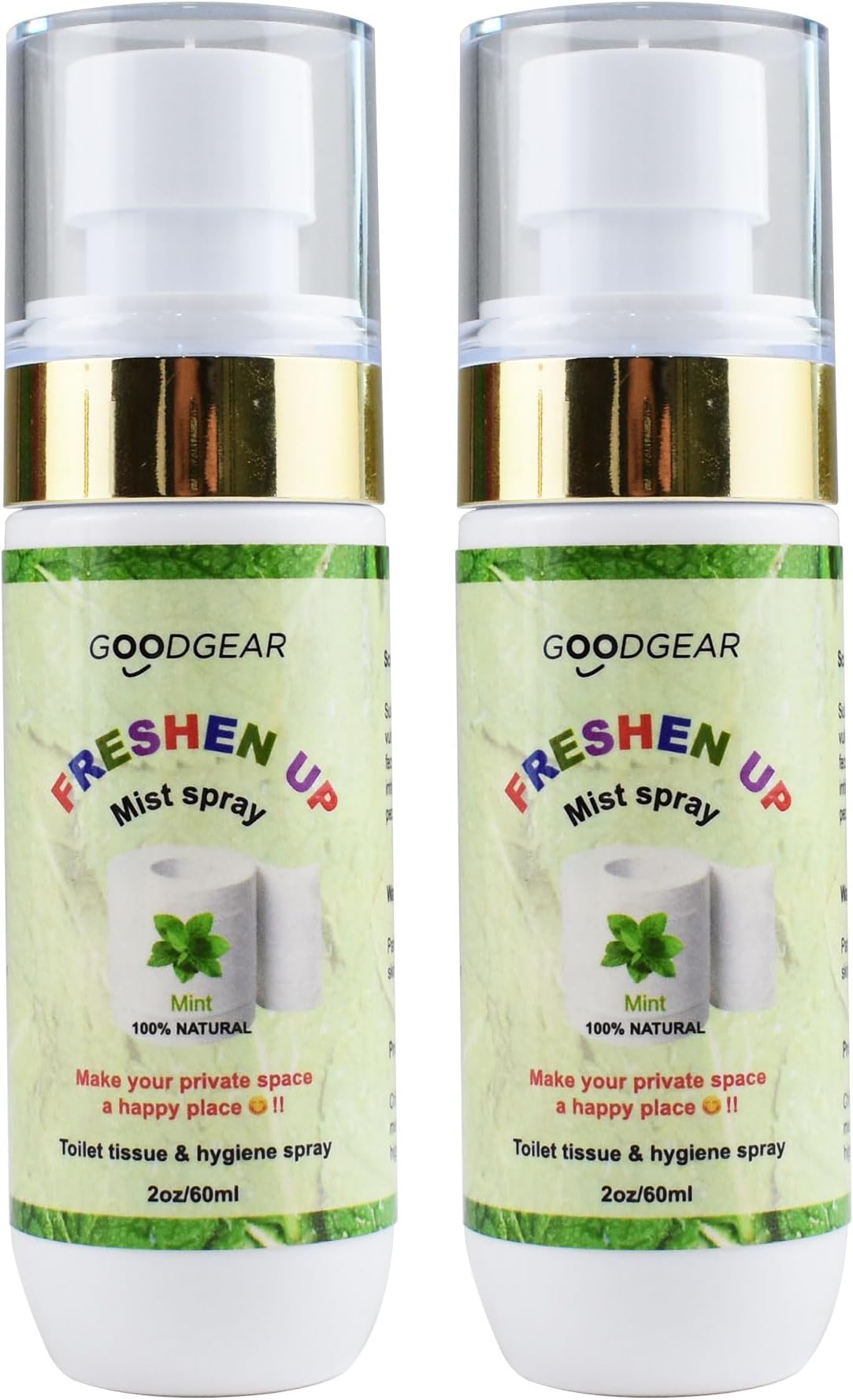 Goodgear personal and intimate hygiene spray| toilet paper spray| eco friendly flushable wipe(Mint)
