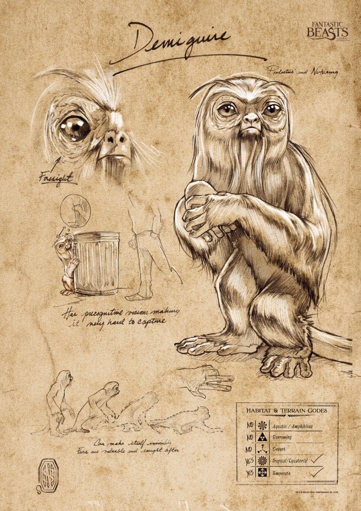 MIGHTYPRINT Fantastic Beasts and Where to Find Them - Demiguise Sketchbook - Durable 17” x 24 Wall Art – NOT Made of Paper – Officially Licensed Collectible