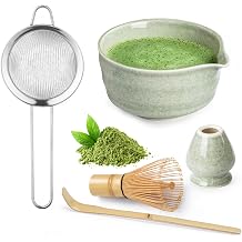 Matcha Whisk Set, ThymeSpace Matcha Kit for Ceremony, 5 pcs Traditional Japanese Matcha Whisk Tool for Matcha Tea