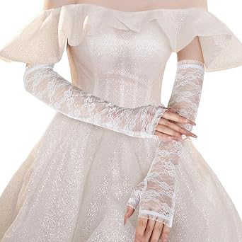 Lace Arm Gloves for Women, Long Fingerless Lace Sleeves for Wedding Tea Party Pattern Engagement Dress