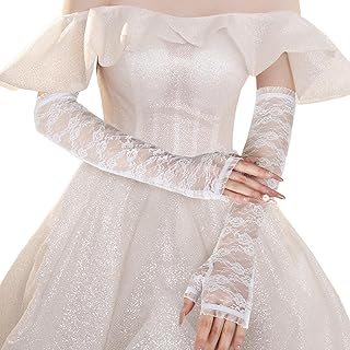 Lace Arm Gloves for Women, Long Fingerless Lace Sleeves for Wedding Tea Party Pattern Engagement Dress