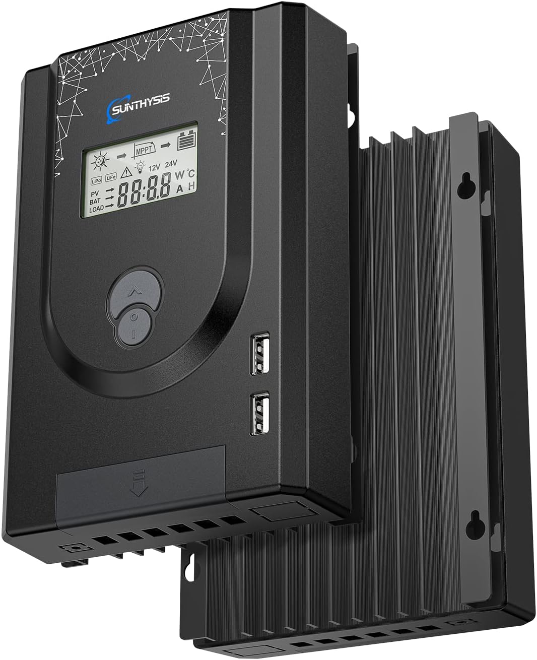 Sunthysis MPPT Solar Charge Controller, 20A 12V/24V Auto, Max Input 100V 260W/520W, LCD Display, APP Monitoring Setting, Solar Panel Regulator for AGM Gel Sealed Flooded, Lithium Battery (Bluetooth)