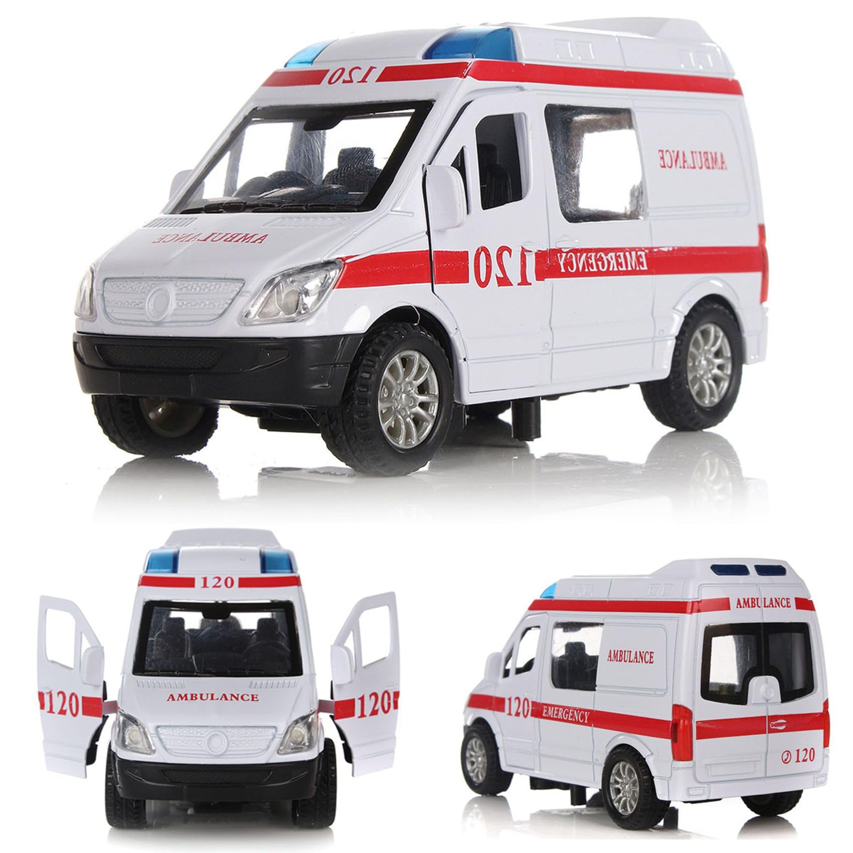 2X Ambulancia VehíCulos MéDicos Juguetes 1/32 AleacióN Diecast Modelo de AutomóVil con LightandSound Regalo para NiñOs