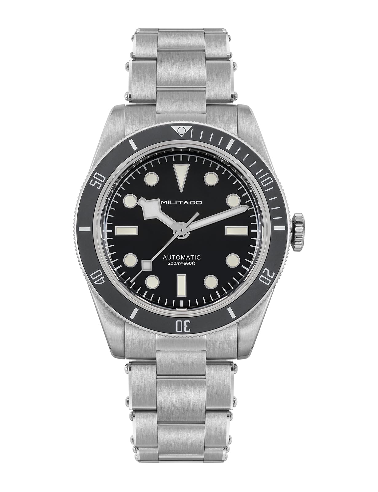 Orologio Militado BB58 ML06 Uomo 38mm – Quadrante Nero, Movimento Automatico NH35, Vetro Zaffiro, Cinturino Acciaio, Impermeabile 200m