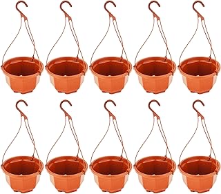 Nyutcwe 10 Sets Colgando plantador con Ganchos, Bote Colgante sostenible ecológico para suculentas, Flores, Jardines Interiores/Exteriores, Olla pequeña marrón