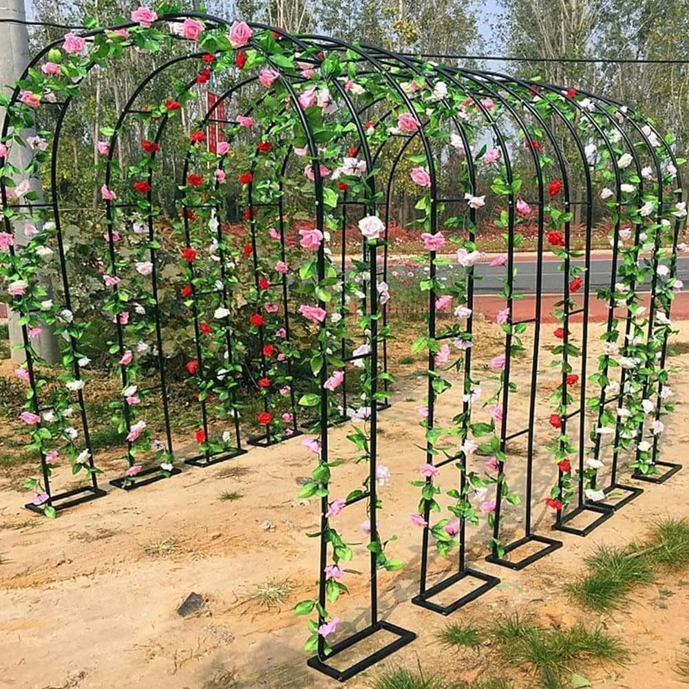 Bardzo szeroki łuk ogrodowy 300, 350 cm wysokości, pergola, krata, do roślin pnących, róż i winogron, stylowa czarno-zielona altana na wesela, szer. 2,4 m x wys. 2,2 m