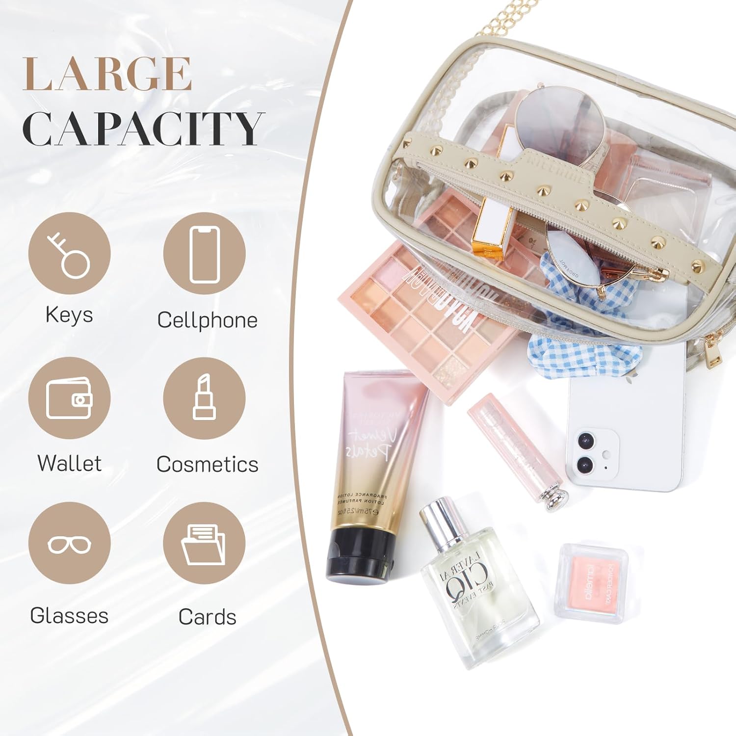 Missnine Clear Bag for Stadium Events Quilted Clear Purse for Women Stadium Approved PVC Crossbody Concert Bag - Image 3