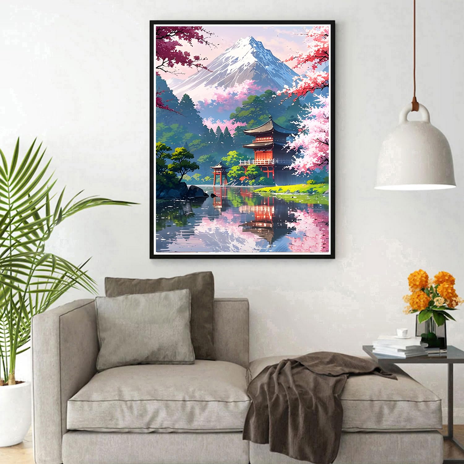 DPHERO 5D Montagnes Enneigées Diamond Painting Kits, DIY Reflet Art Du Diamant Painting Kit Complet, Arbre Broderie Kits De Peinture Sur Diamant Point De Croix Painting Pour Adultes Débutants 30x40 Cm