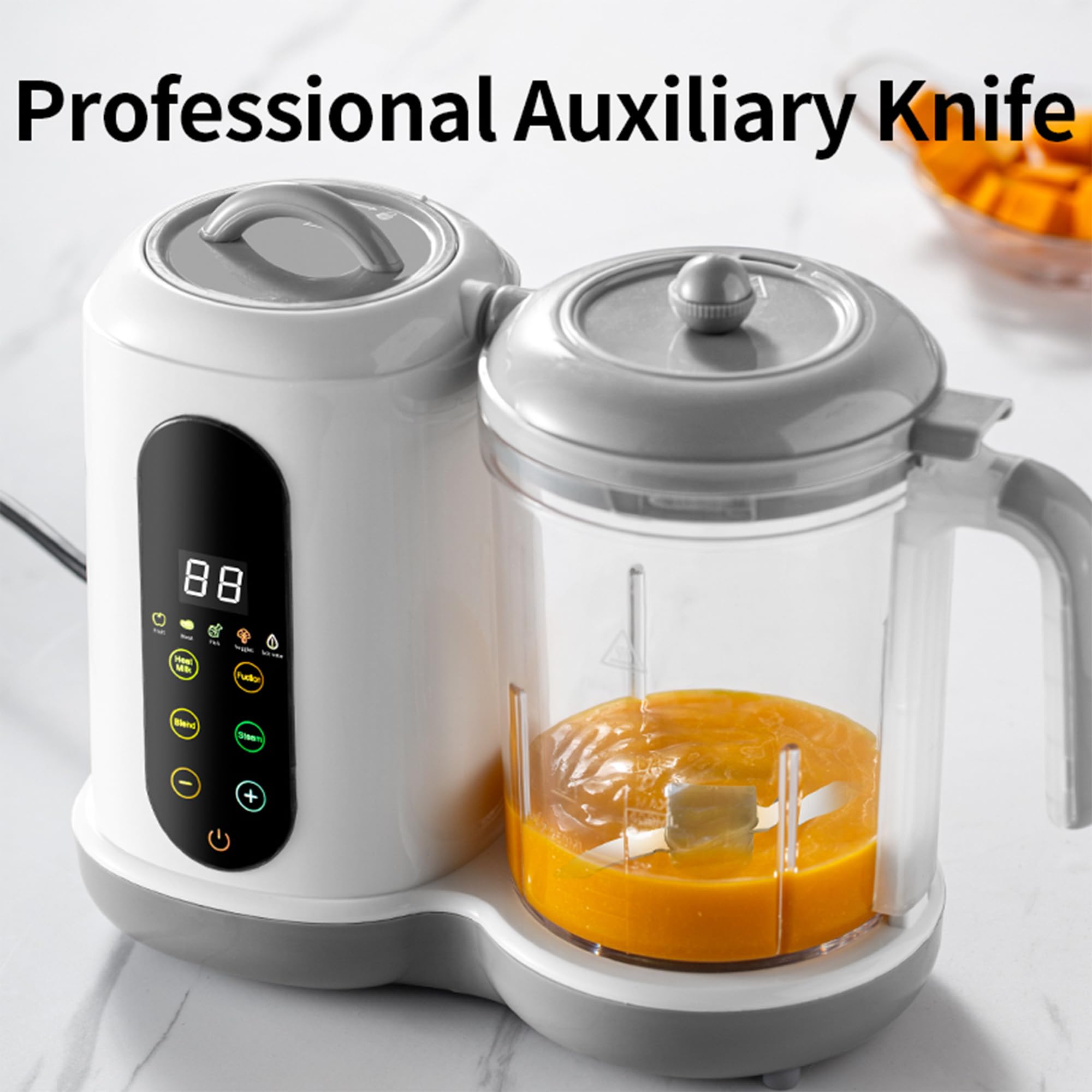 Robot Cuiseur Mixeur Bébé avec Panier Vapeur, Cuiseur Vapeur Mixeur Multifonctions Automatique pour Purées Maison Sain, Fonction autonettoyante