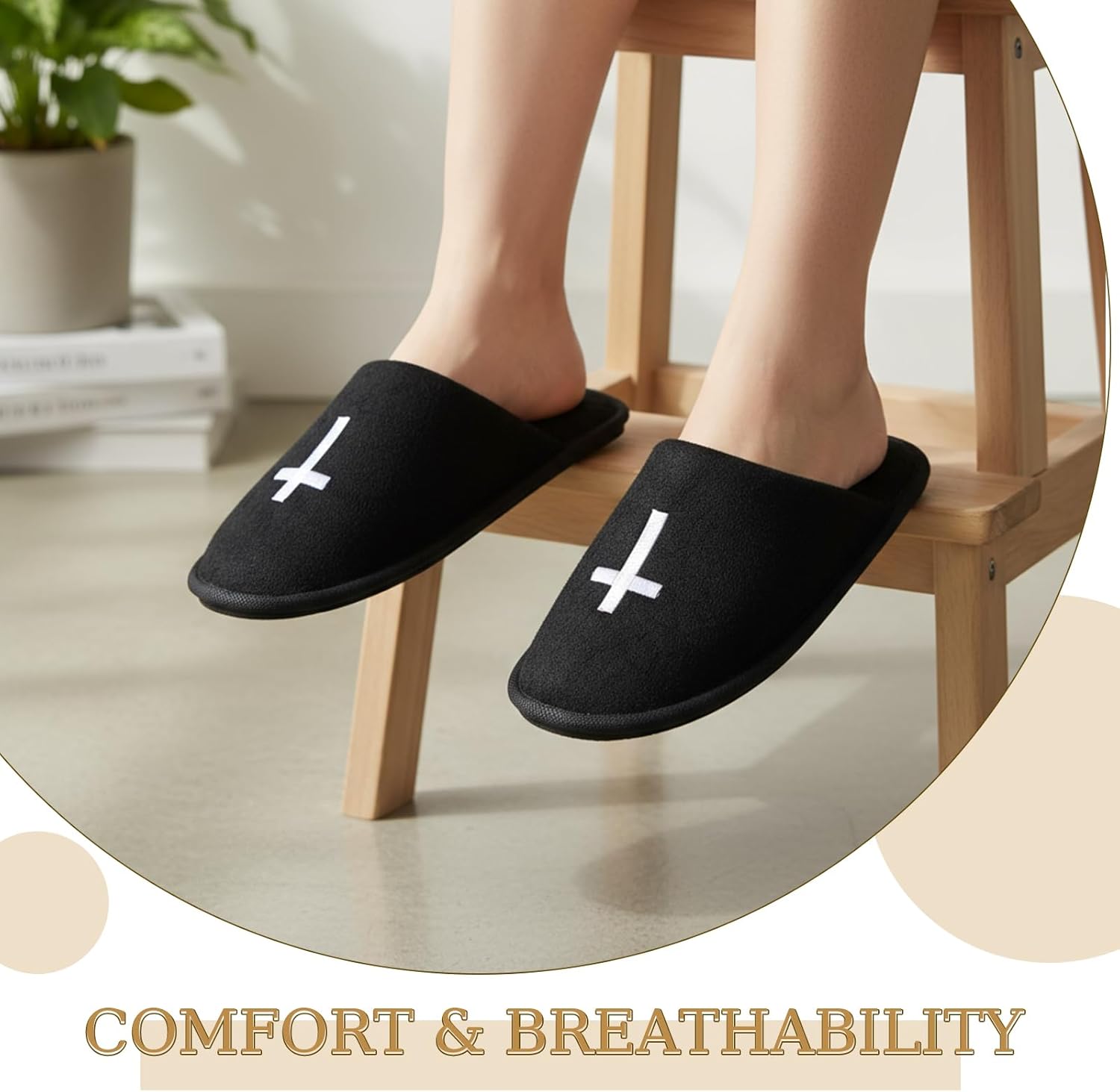 Chicingyou House Slipper for Guest Weddings & Baptisms Party Christian Non Slip Disposable Slippers with Cross Pattern for Travel, Bridesmaid Indoor Spa Bridal
