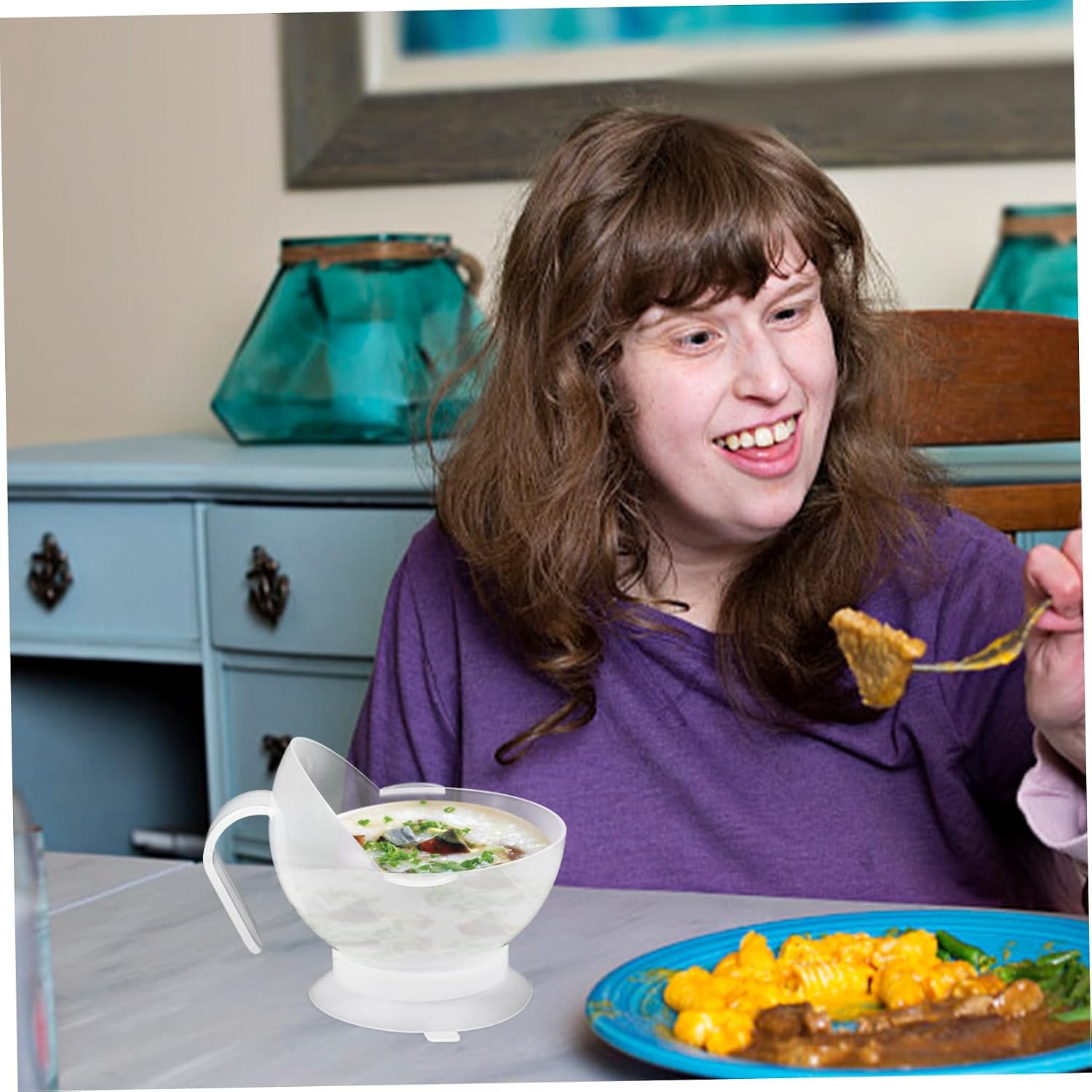 Silicone Dining Bowl for Seniors and Disabled People, Spill Proof
