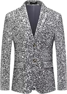 Chaqueta de traje de lentejuelas para hombre, color dorado y plateado, abrigo de una sola fila para hombre, ajuste delgado, para fiesta de graduación