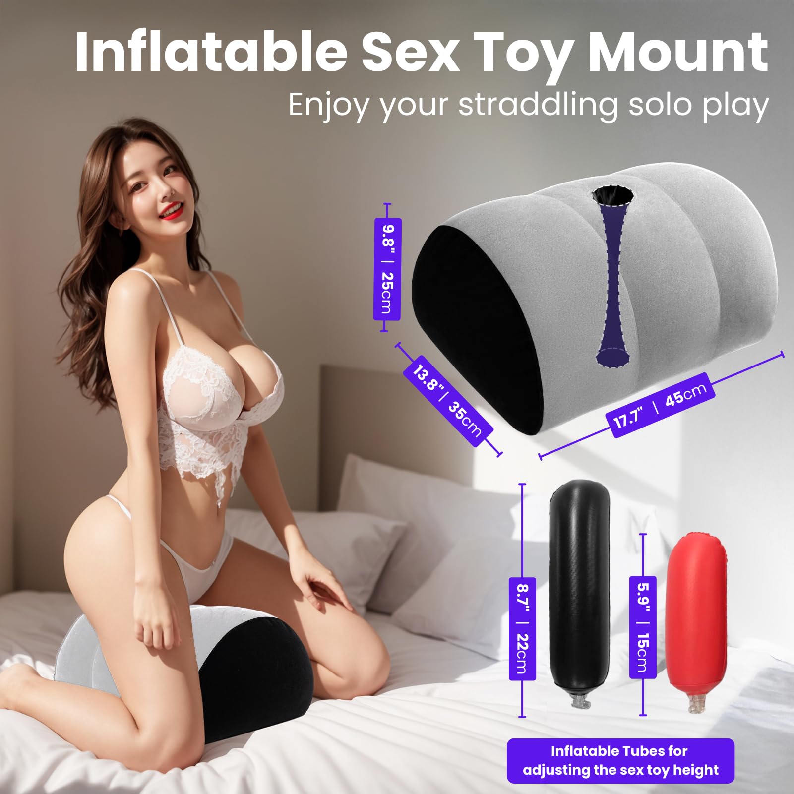 Dildo Mount Inflatable Sex Position Pillow for Adults Sex Furniture Sex Toys for Women Dildo Chair Sex Toy Mount Couples Women: Gray