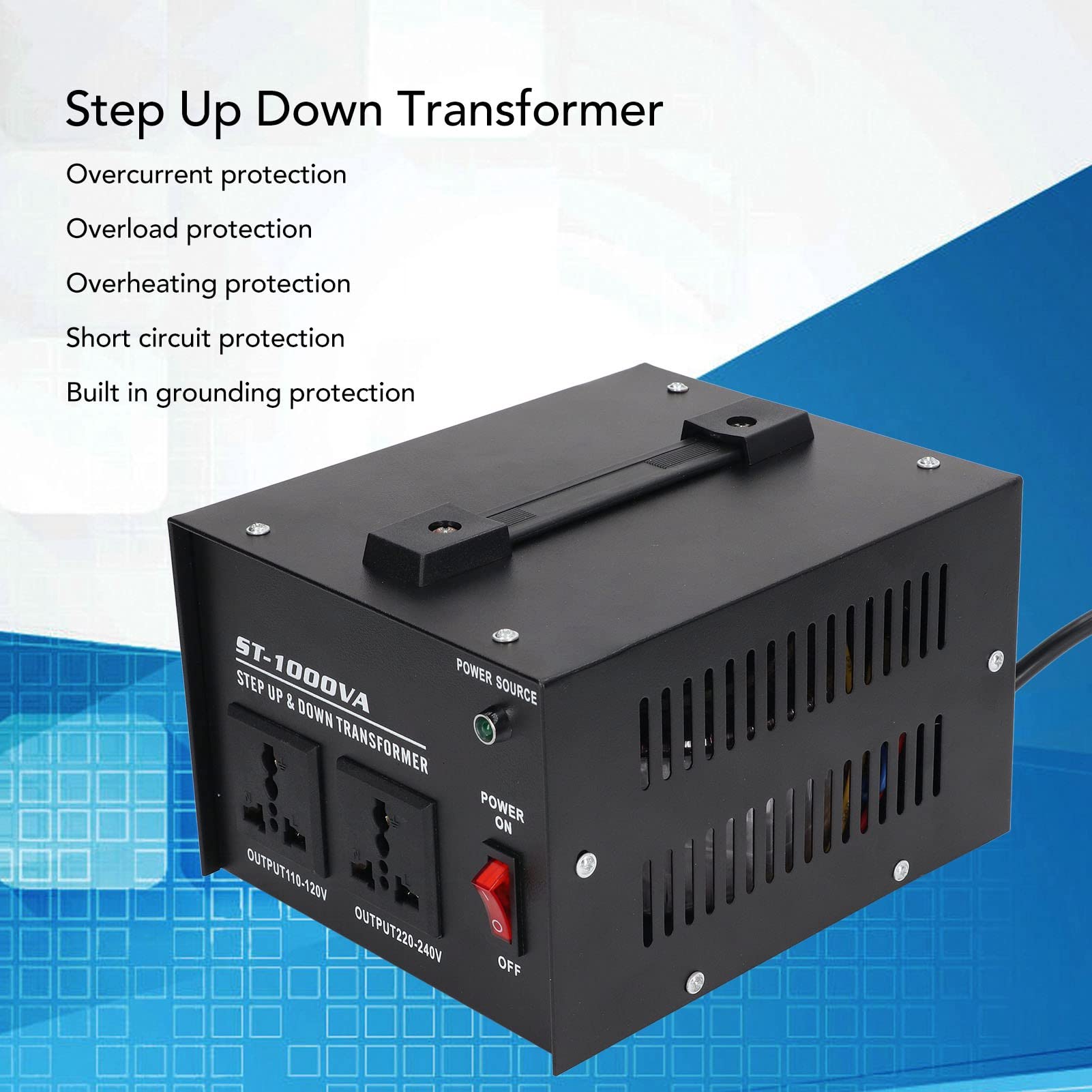 Convertidor de Voltaje del Transformador de 1000W Paso Up Fase única, Convertidor de Voltaje de Paso de 110 V a 220V para Secadores de Cabello, Exprimidores, Cocinas de Arroz