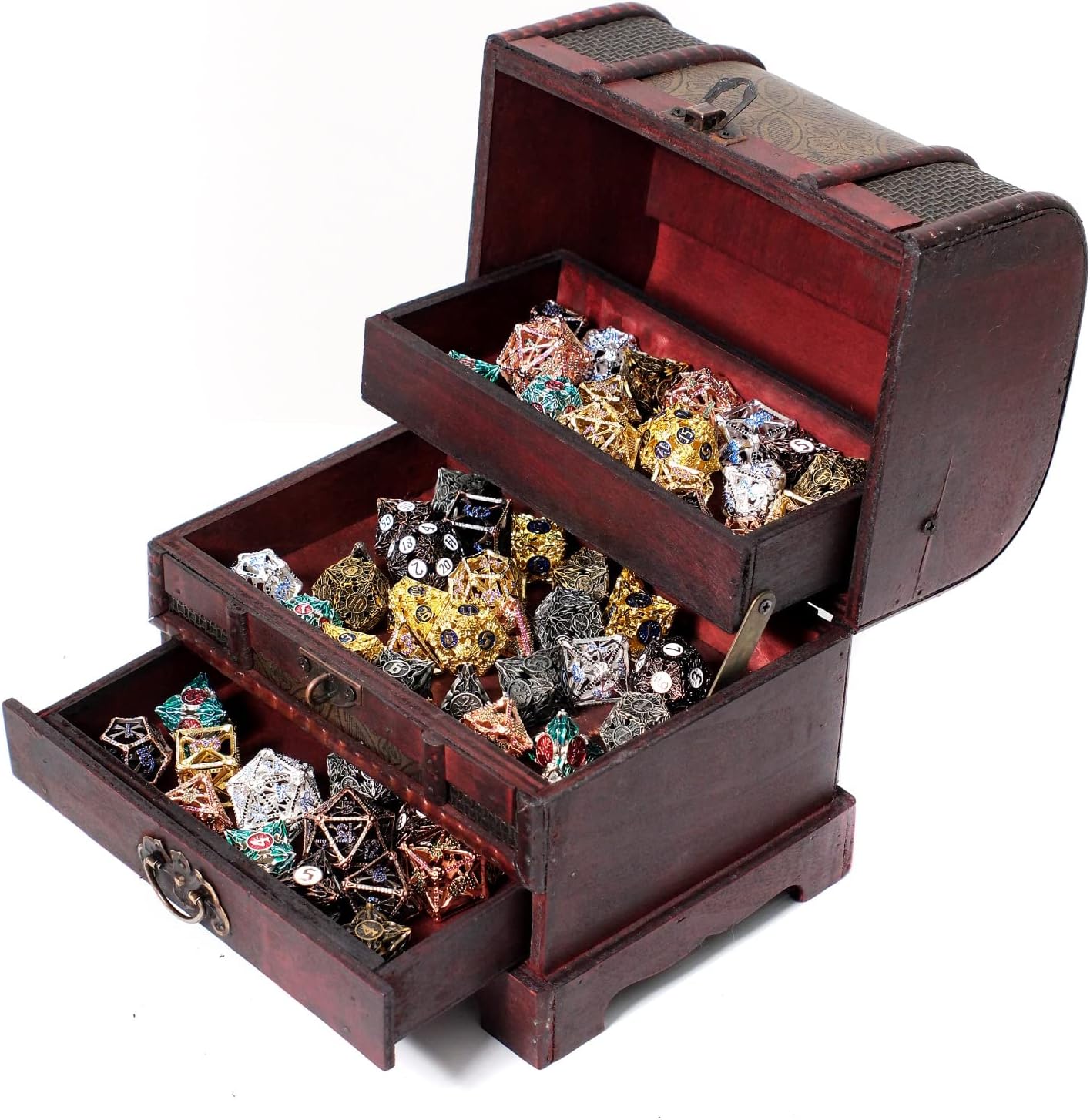 C1 Wooden Chest with drawer for collectible Fantasy Coins Card Games Dice Counter Deck of Cards Jewelry Box Tabletop Role Playing Games DnD TTRPG RPG