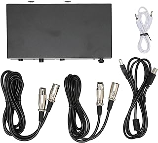 48 V Phantom Power Supply Professional Iron Shell Phantom Power with XLR Cable for Music Recording Equipment