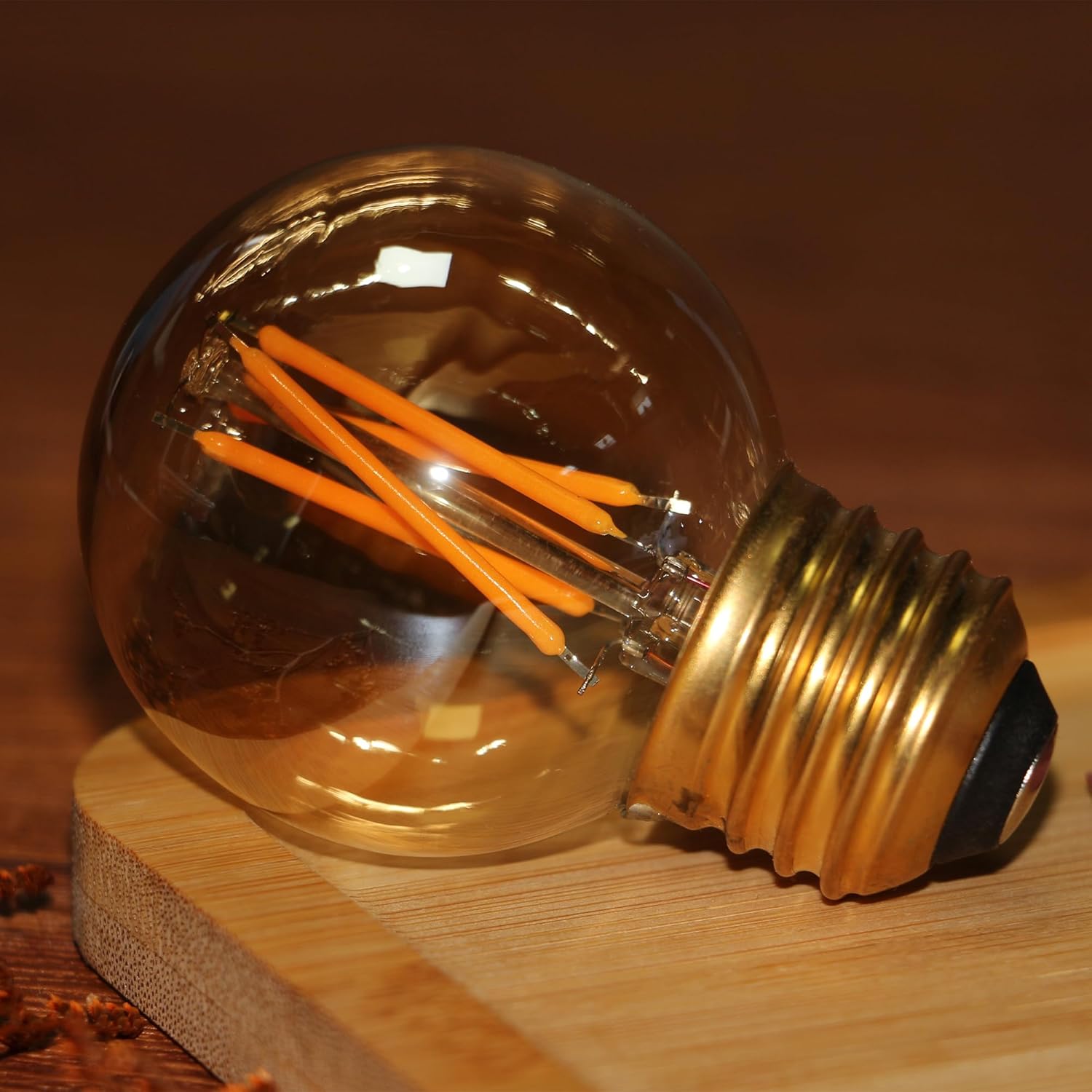 25 Watt Light Bulbs, Globes for Light Fixtures 6 Pack G50 16 16.5 E26 LED 4W 2200K Soft Warm Amber Glass, Dimmable Small Round Edison Filament for Bathroom Vanity Over Mirror & Wax Warmer Home Decor