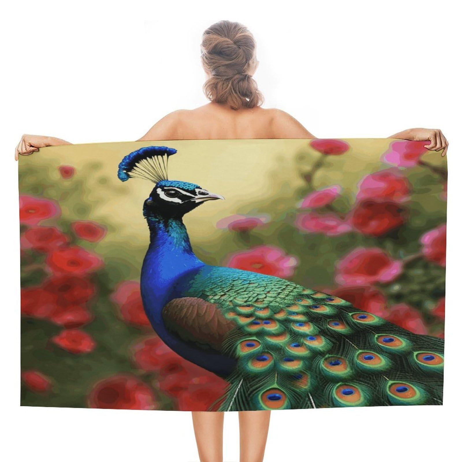 VstaDank Peacock Flowers Beach Towels Super Absorbent Soft Lightweight Towel Large Stylish Swim Pool Towels Quick-Dry Oversize Bath Towel Travel Blankets for Adult Vacation&Gift