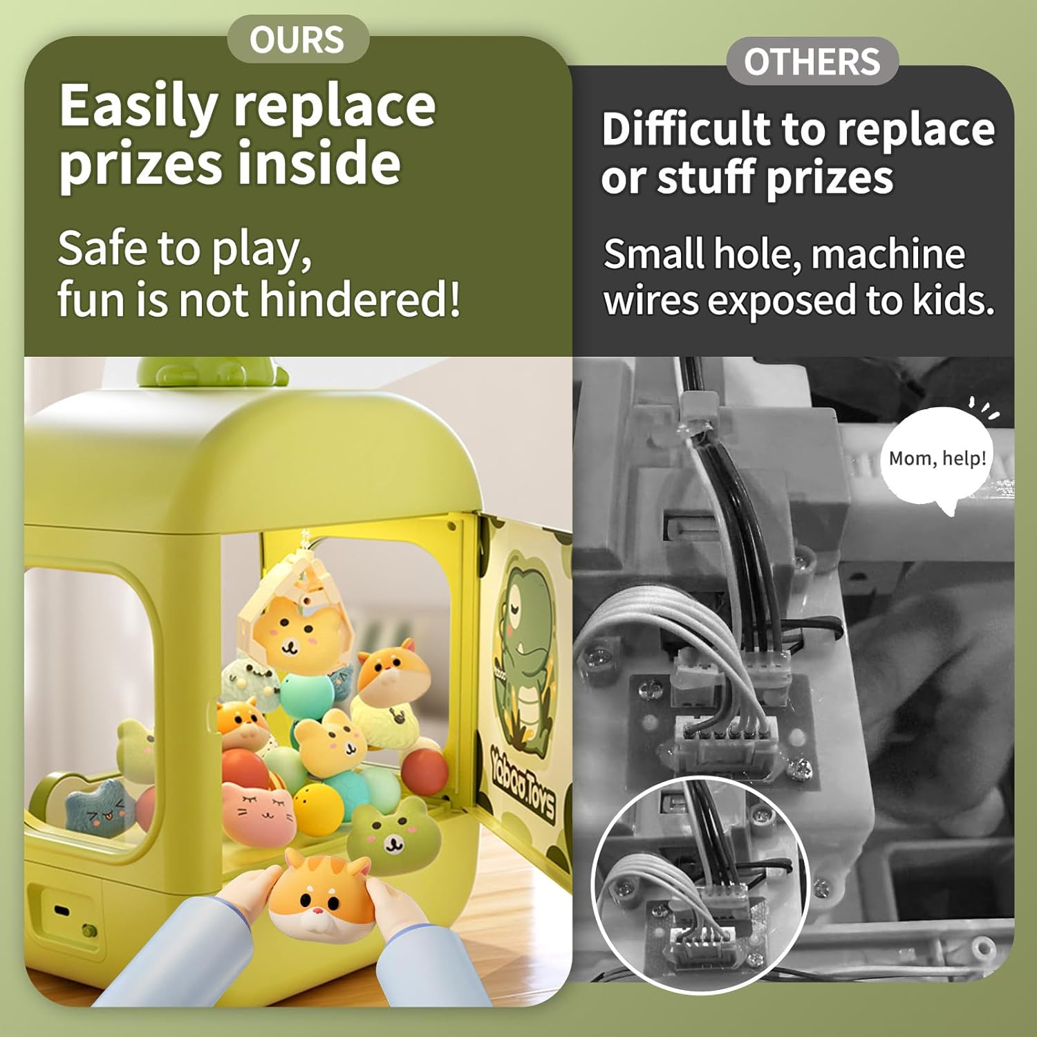 Claw Machine for Kids, Dinosaur Toy Claw Machine Large, Mini Arcade Machine with Prizes Toys Refill Inside, Kids Vending Game Machine, Party Prize Candy Dispenser, Easter Gift for Girls Boys