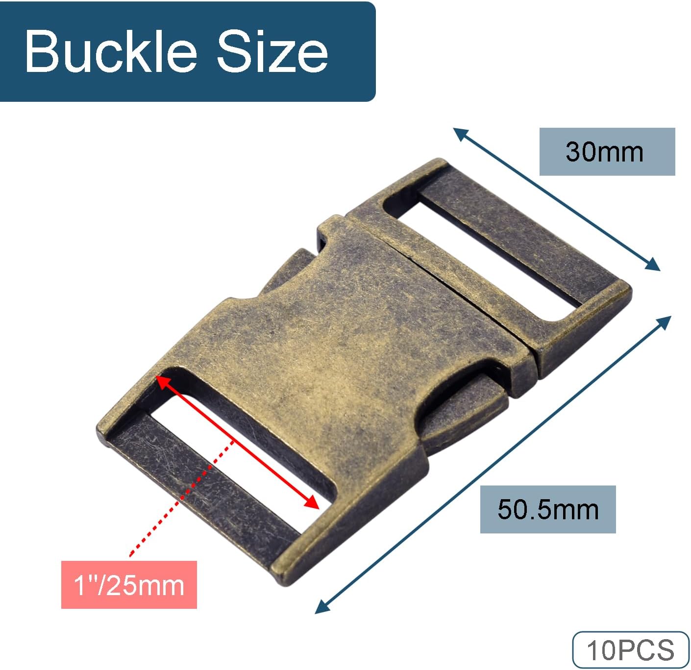 CooBigo Metal Side Release Buckle Webbing Buckle Paracord Bracelet Clasps for Leather Strap Dog Collars Harness Belt - Image 2